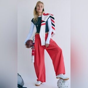 NWT Free People Movement S Straight Up Pants in Cherry Crush Red New $108 retail